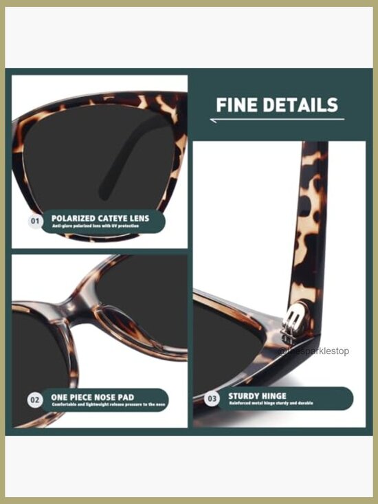 Large Polarized Cat Eye Sunglasses with Composite Frame main image 5